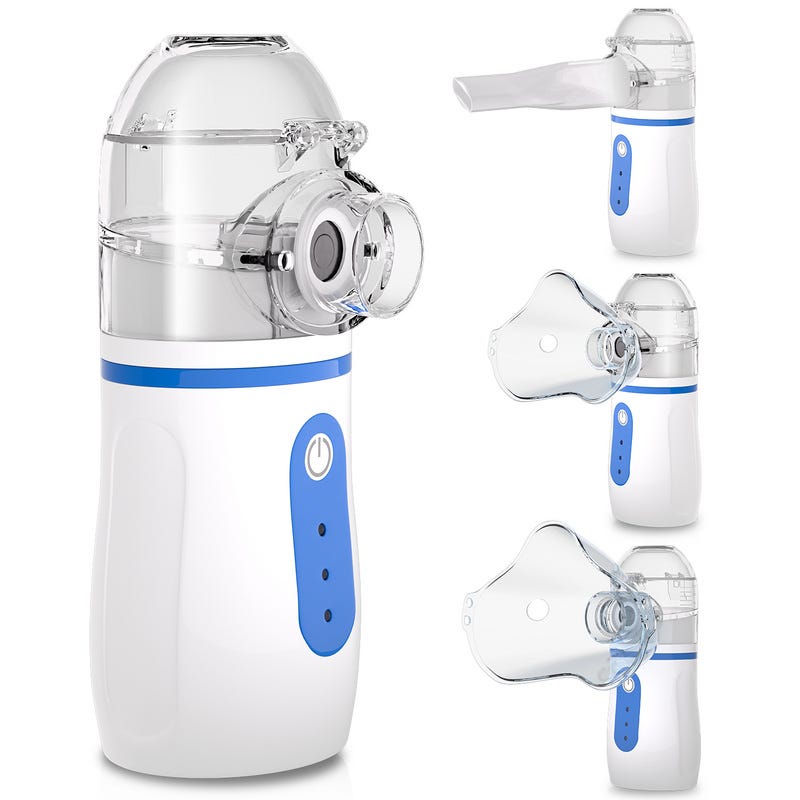 Nébuliseur Inhalateur, Portable Silencieux, Embouchure et Masque,  Nébulisateur pour Enfants et Adultes,Alimentation avec Câble USB