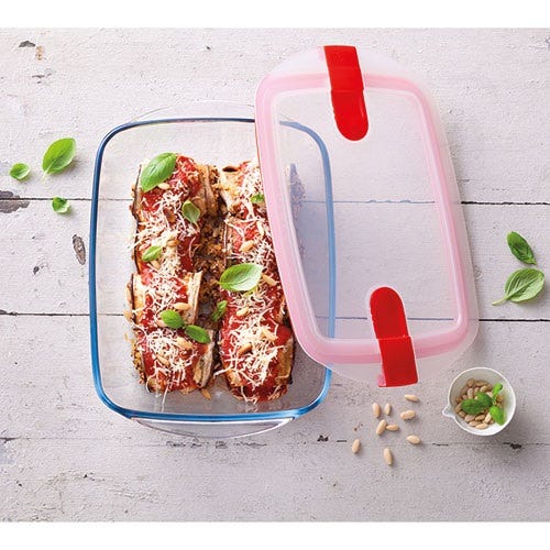 Pyrex Cook & Heat contenitore rettangolare per alimenti in vetro  borosilicato con coperchio sfiatavapore per il microonde – cuocere in  forno, conser