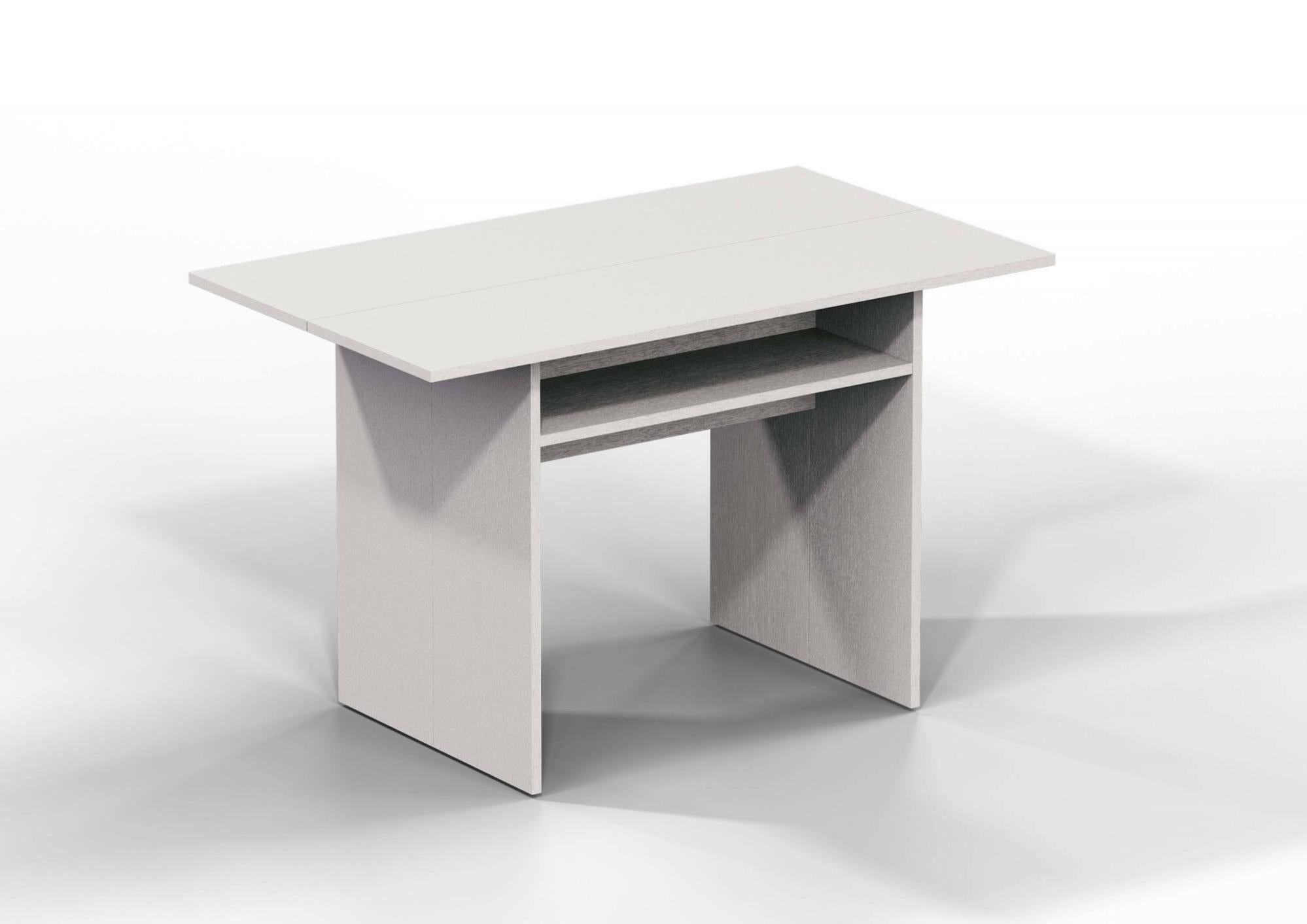 Tavolo Consolle Allungabile A Libro Bilbao 35-70 Cm, Tavolo Salvaspazio Multiposizione, Design Moderno Ed Elegante, Tavolo Consolle per Casa E Ufficio, Colore Bianco Grigio Cemento