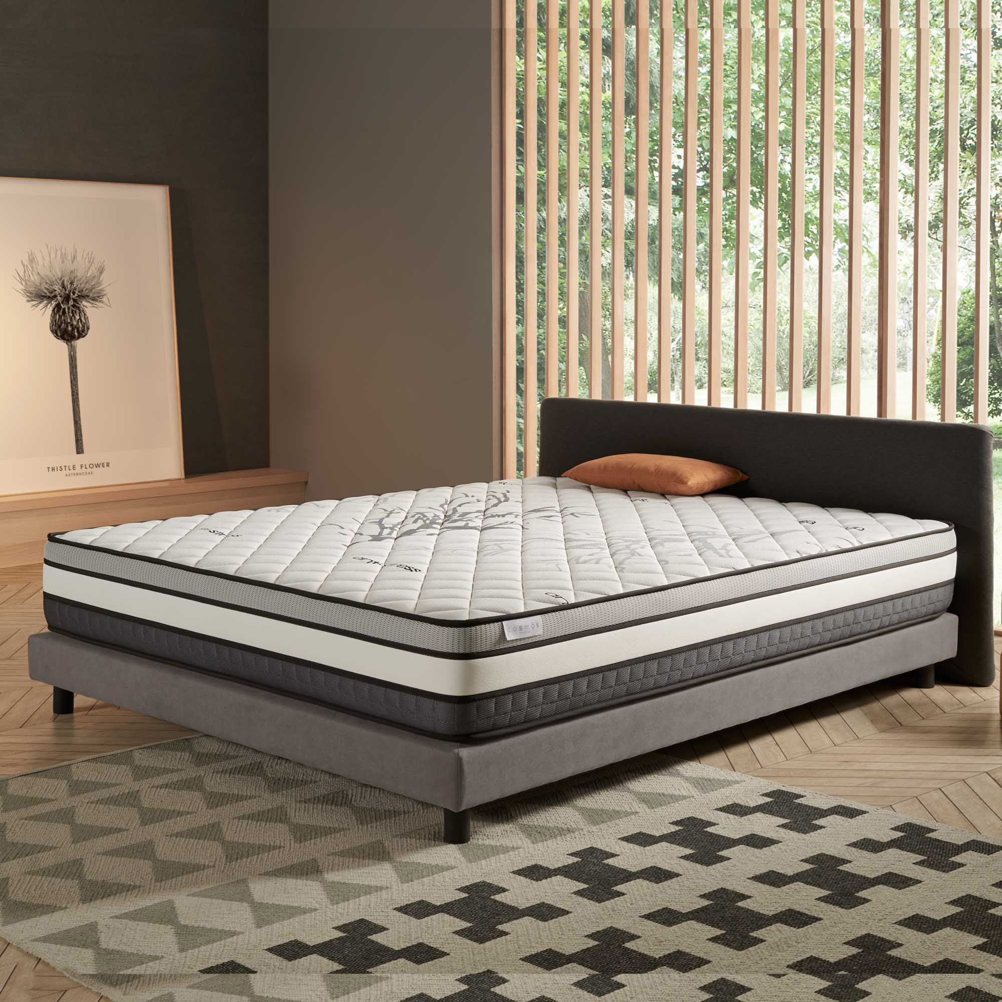 Colchón solar 150x200 cm - gel memory foam hr - soporte blue latex - muy grueso 30 cm, 7 zonas de confort, termorregulador - óptima transpiración