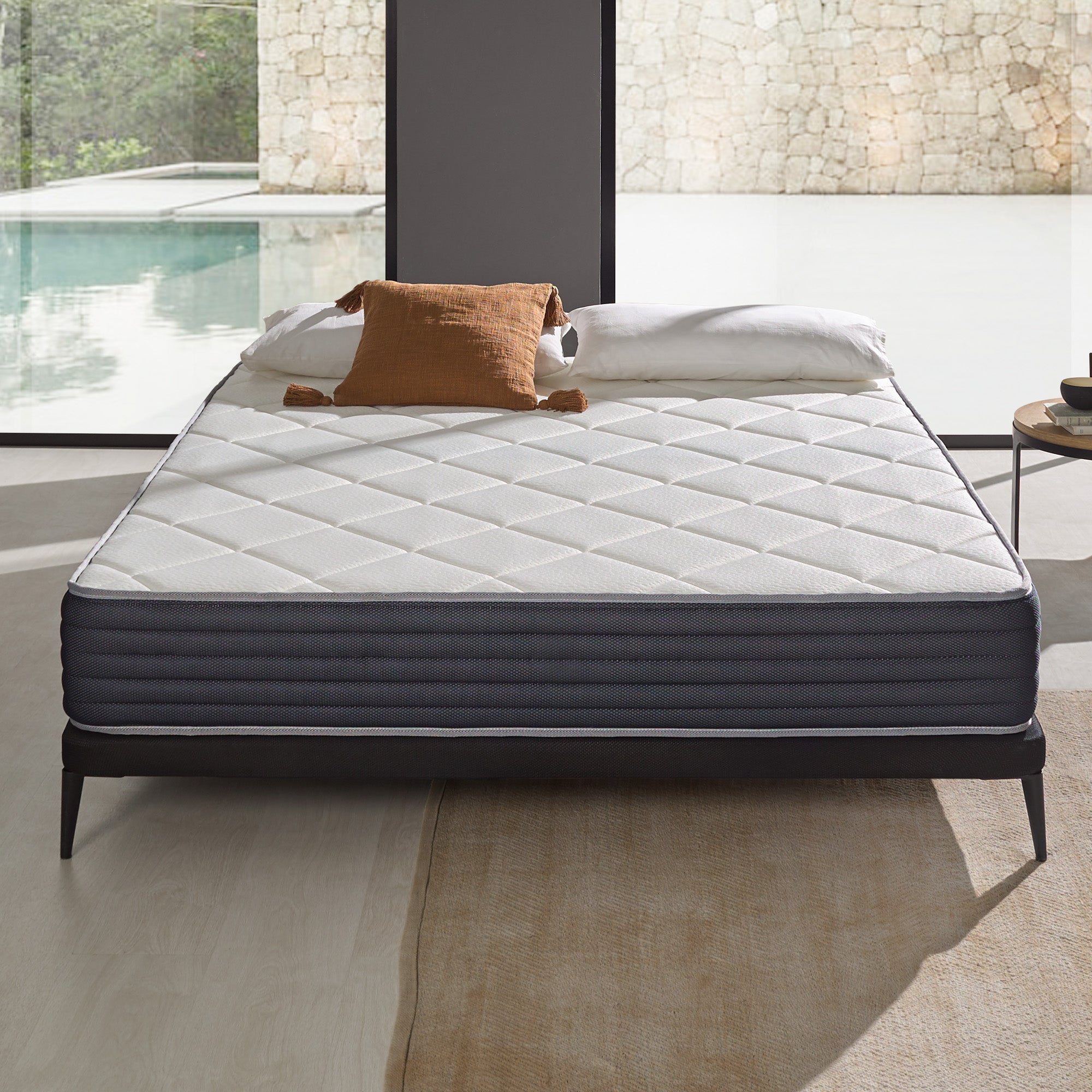 Matelas Antistress 140x190 cm - Multicouches HR - Blue Latex - Mousse à  mémoire de forme, 7 zones, Athermique - 2 faces été, hiver - Epaisseur 20 cm