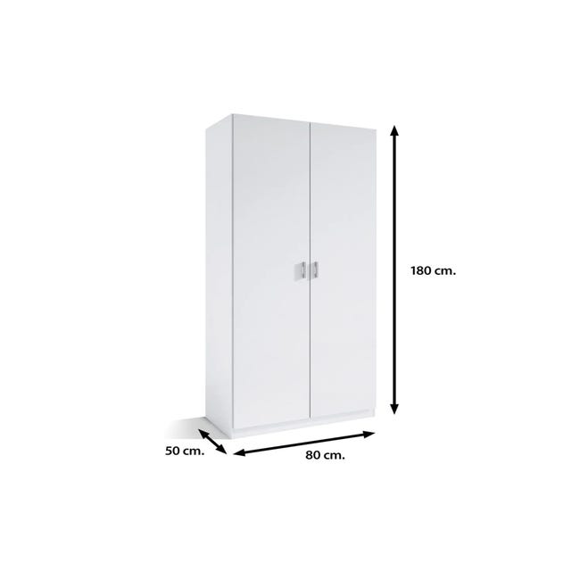 Armario dos puertas en acabado color blanco 60 cm(ancho) 180 cm(altura)  35.6 cm(fondo)