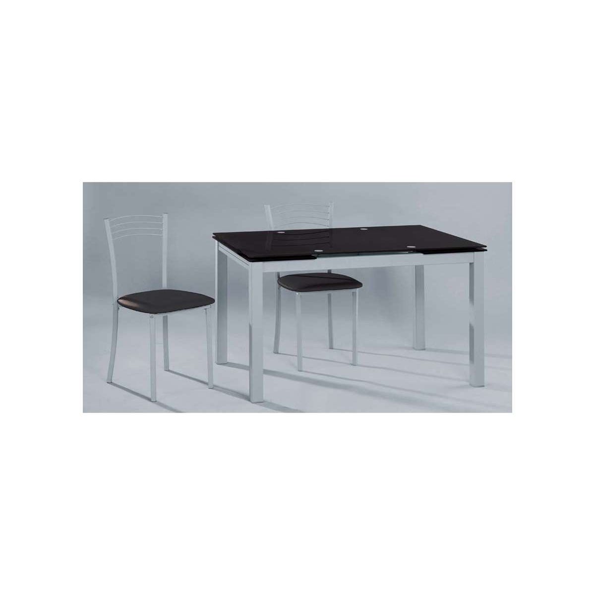 Mesa para cocina, comedor extensible Md-Baby acabado cristal negro,  110/170cm(ancho) 75cm(