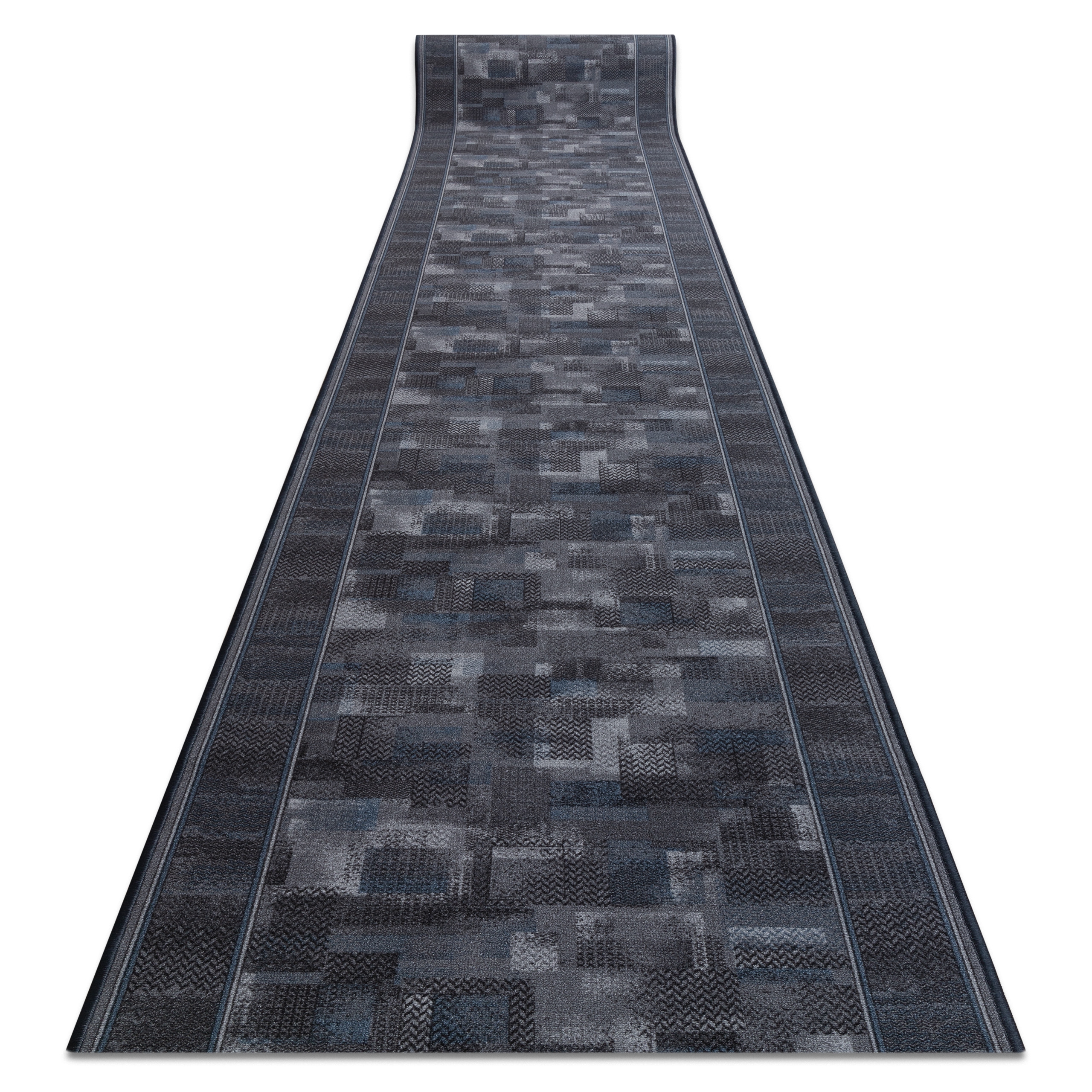 Alfombra de pasillo con refuerzo de goma tribe antracita 80cm 80x340 cm