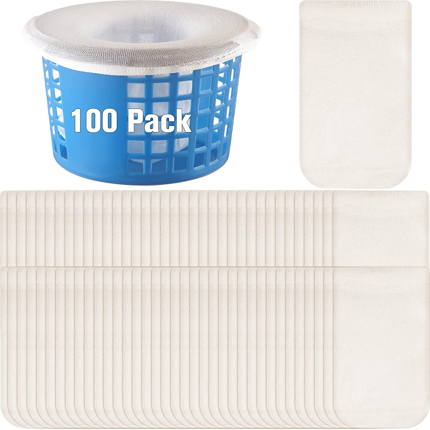 Lot de 100 chaussettes d'écumoire de piscine économiseurs pour filtres de piscine  piscine panier chaussettes filtre