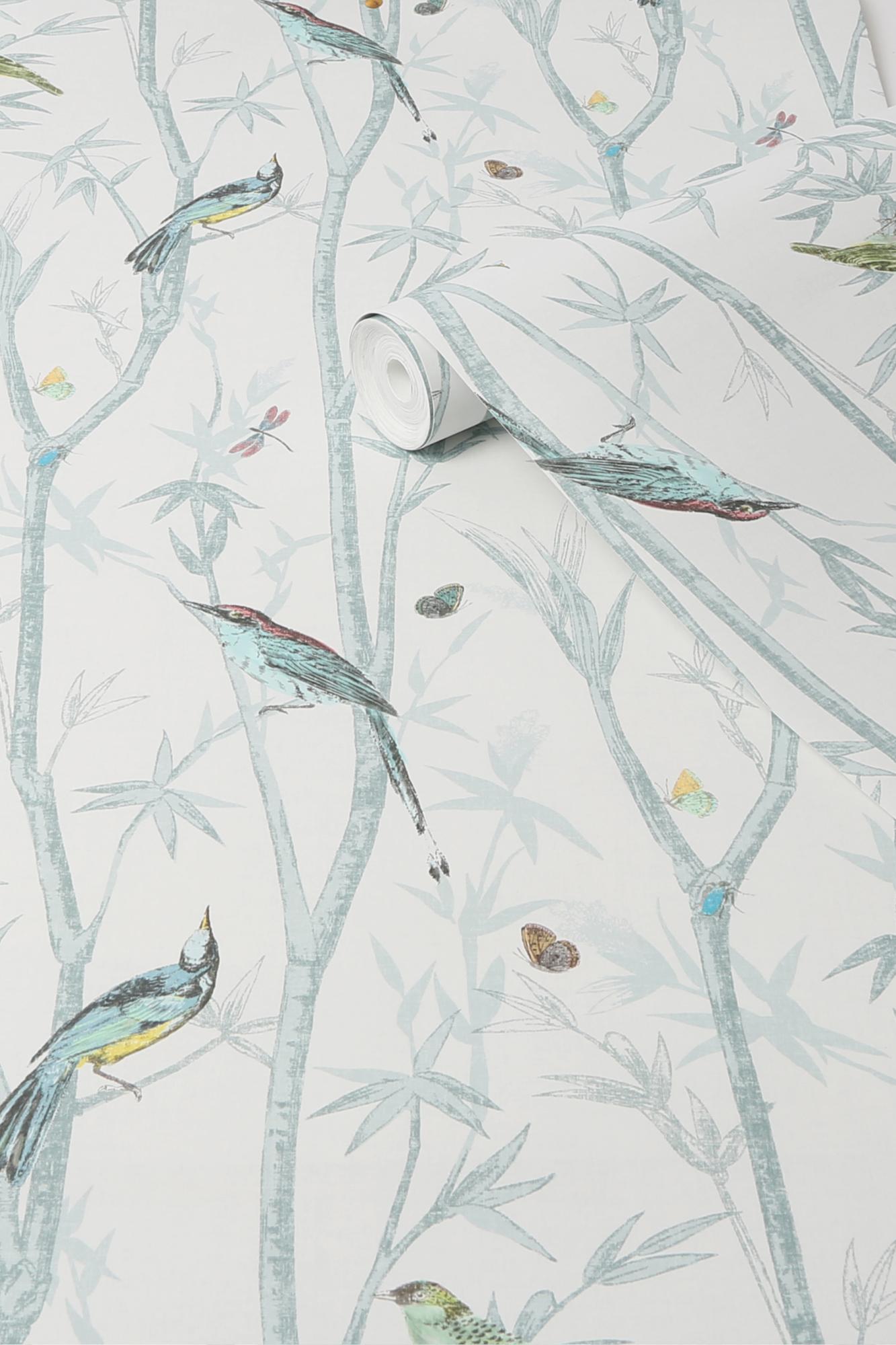 Papier peint Next Chinoiserie bird trail Duck egg 1005 x 52cm Vert