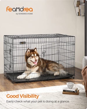 Cage pliable double pour chiens en acier 122 x 76cm – ToutPositif