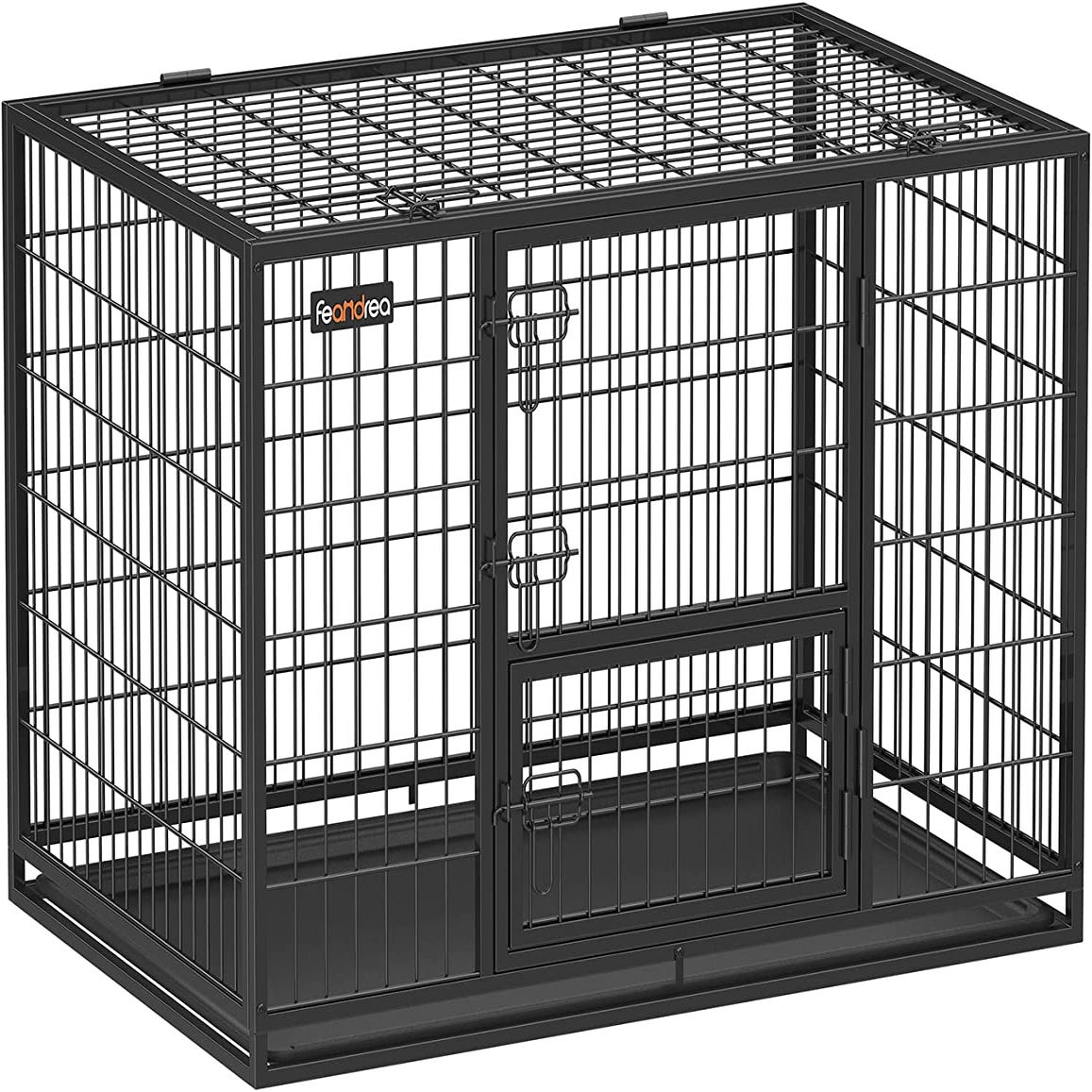 Feandrea Cage pour Chien Pliable avec 2 Portes, Plateau Amovible, 122 x  74,5 x 80,5 cm, Taille XXL, Noir