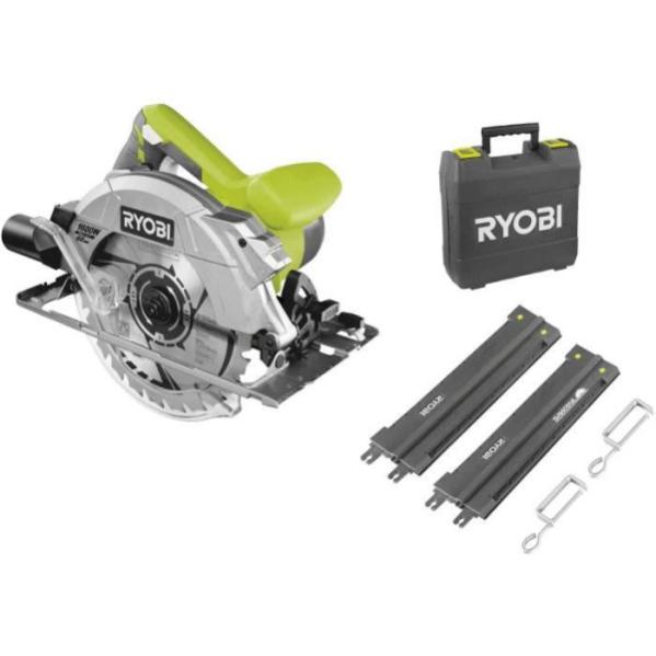 Scie circulaire 1600 W diam. 190 x 16 mm 66 mm a 90° avec laser et rails de guidage