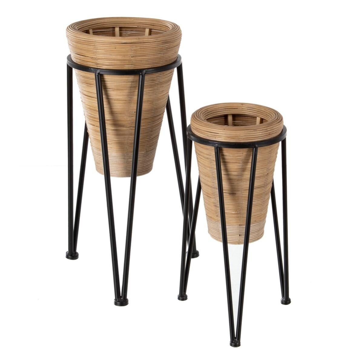 Seegras Set Di 3 Vasi Da Fiori Sospesi In Erba Marina Naturale: Misure 23, 20, 17 Cm, Stile Boho