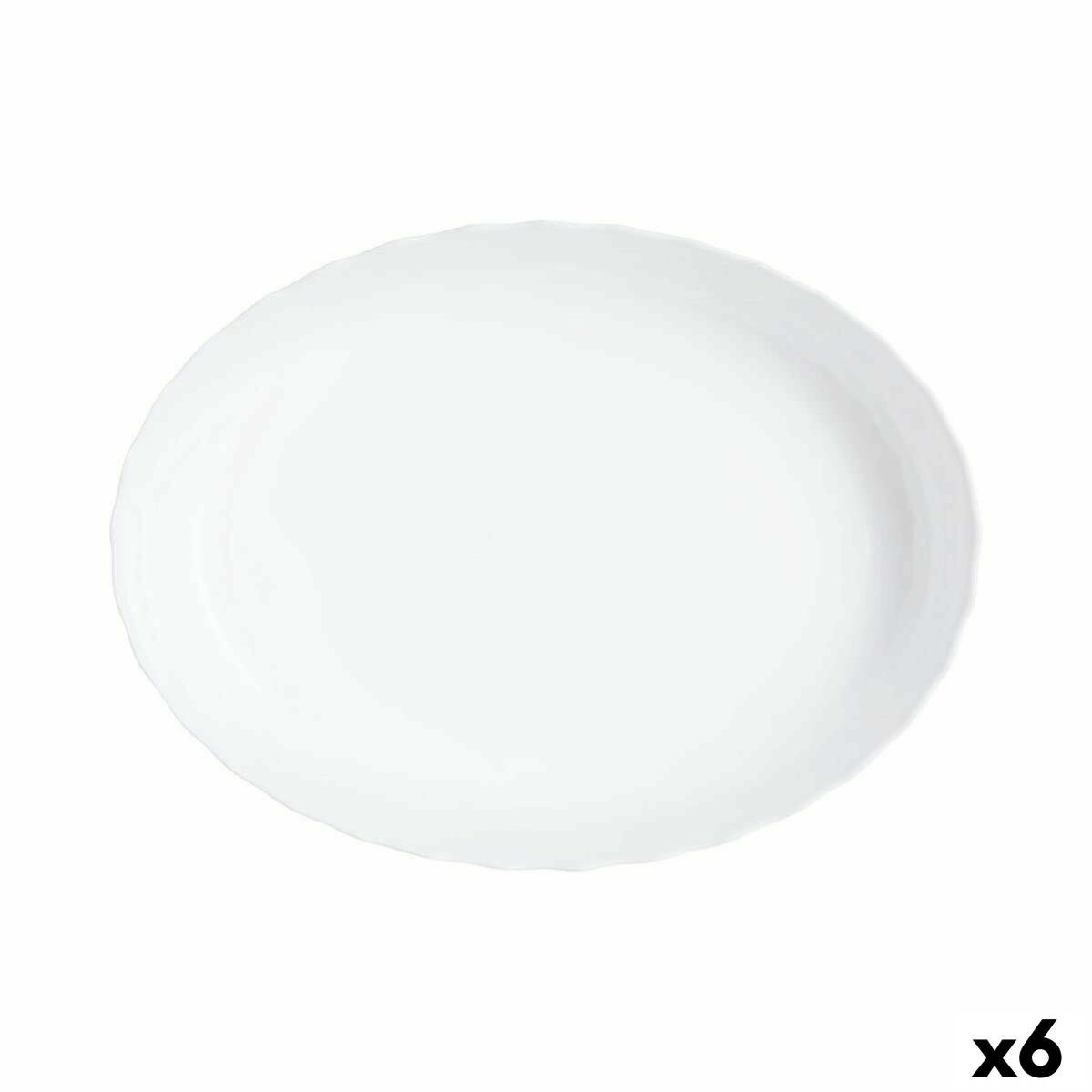 Fuente de cocina luminarc trianon ovalado blanco vidrio (31 x 24 cm) (6 unidades)