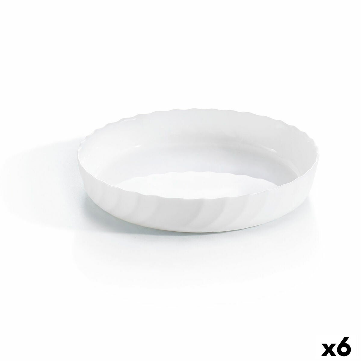 Fuente de cocina luminarc trianon ovalado blanco vidrio (ø 26 cm) (6 unidades)