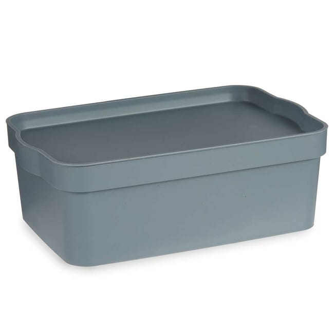 Caja de Almacenaje con Tapa Gris Plastico 6 L 21 5 x 11 x 32 cm 12 Unidades Leroy Merlin