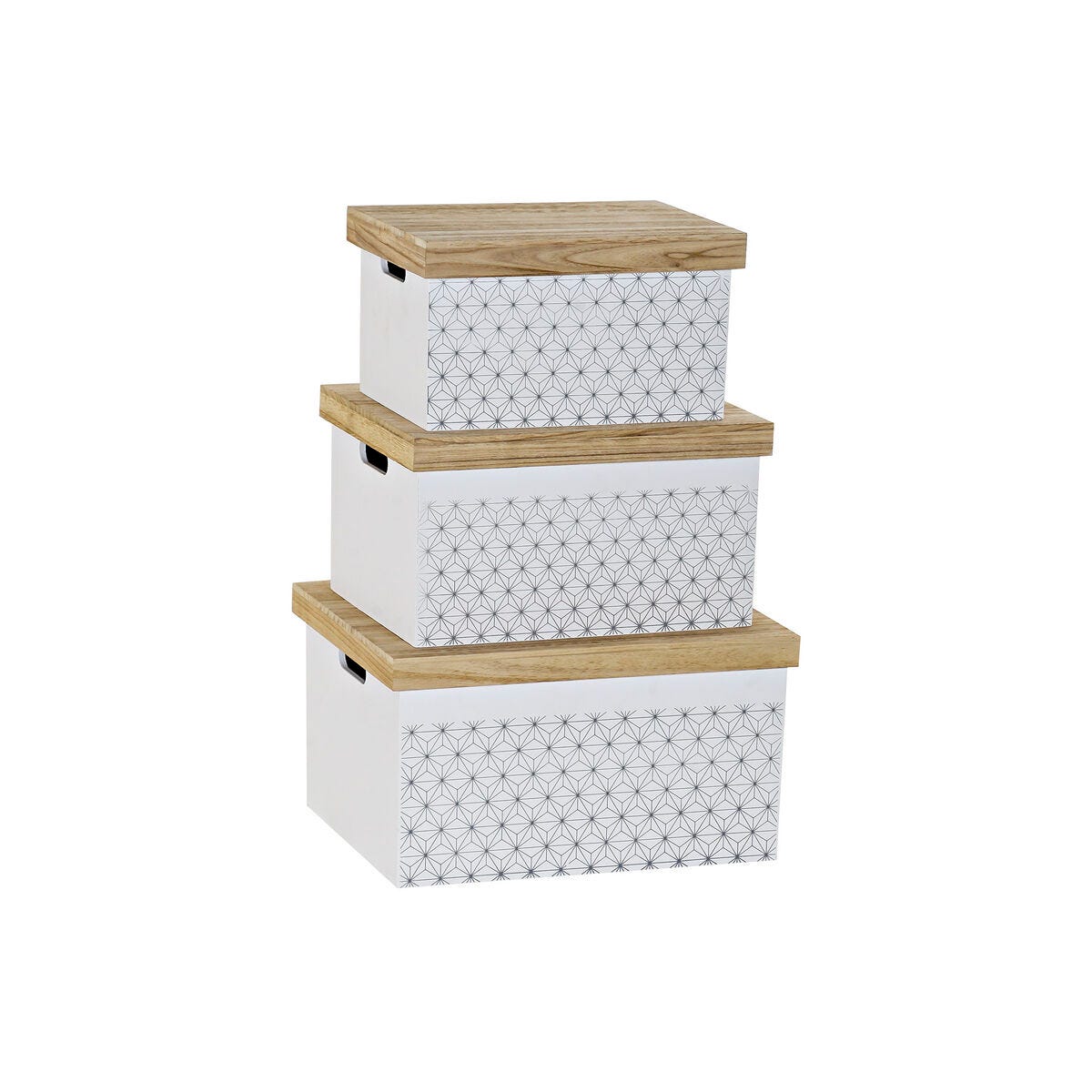 Set di Scatole per Sistemare Impilabili DKD Home Decor Naturale Bianco  Double-face (42 x 31 x 24 cm)