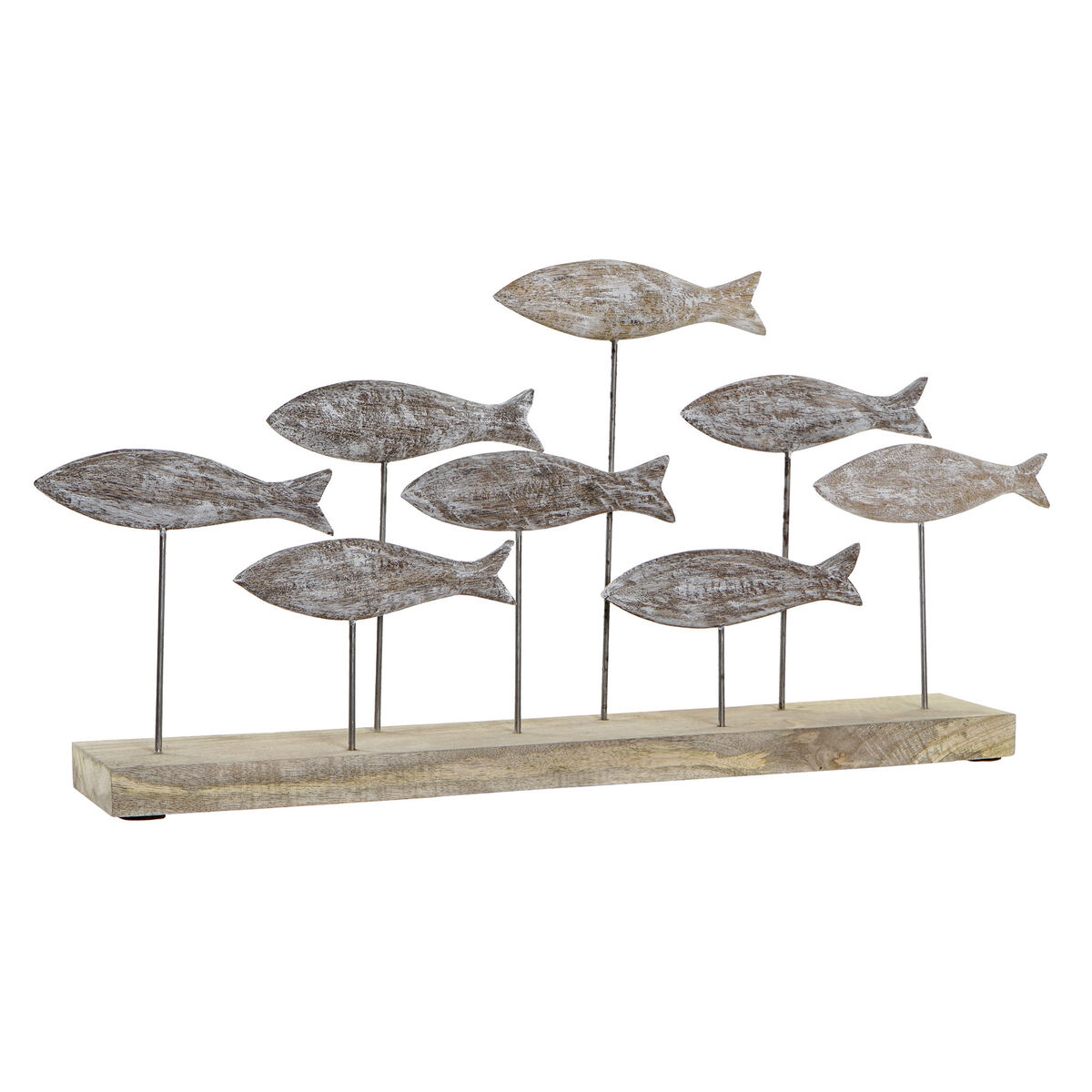Figura decorativa dkd home decor natural marrón blanco hierro madera de mango marinero peces (65 x 9 x 31 cm)