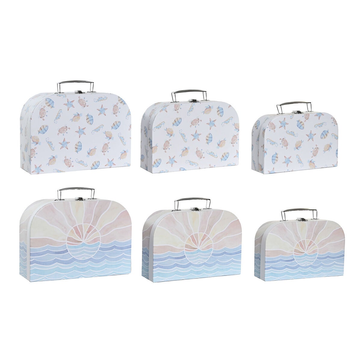 Set di Scatole Decorative DKD Home Decor Rosa Metallo Multicolore Cartone  (28 x 9,5 x 20 cm)