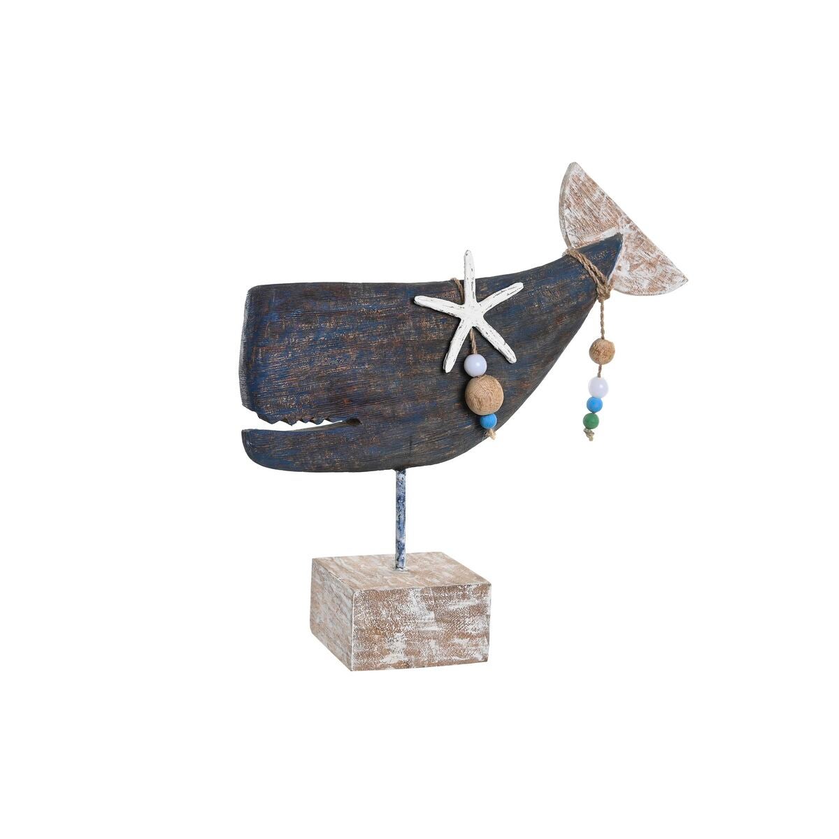 Figura decorativa dkd home decor azul resina madera de mango (37 x 11 x 39 cm)