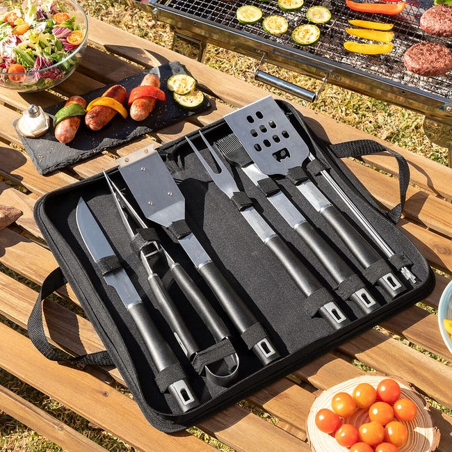Ustensiles Barbecue, 9 Pièces Kit Barbecue Acier Inoxydable, Kit