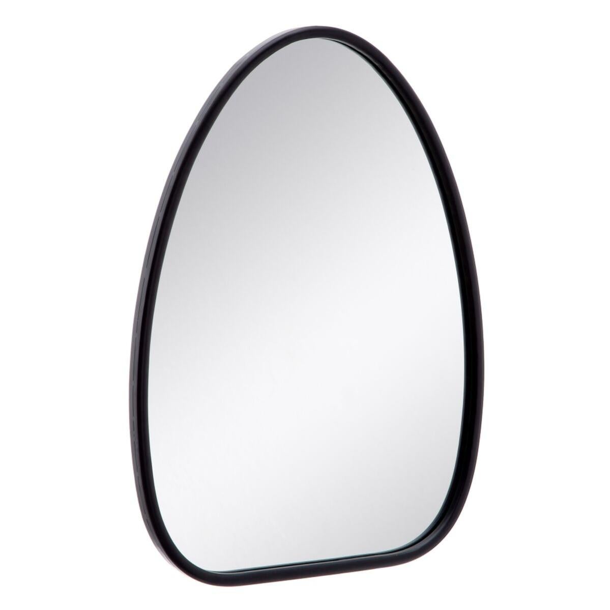 Miroir Mural Décoratif Ovale Massilly - 43 X 69 Cm, Cadre Noir Bois, Style Rétro, Neuf
