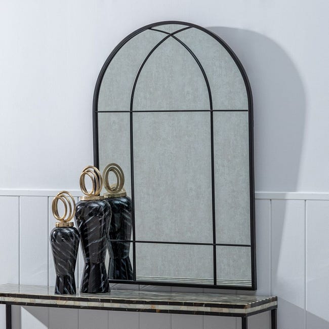 Specchio da parete 80 x 2,5 x 120 cm Nero Metallo Finestra