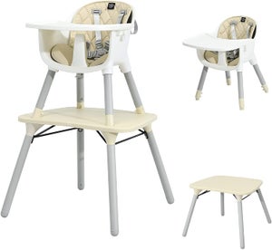 Chaise haute bébé Bois Blanc LILI COMBELLE - L77,5 x larg52,5 x