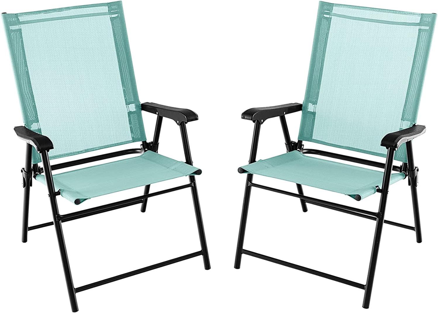 Lot de 2 Chaises de Jardin Pliables en Textilène, avec Verrou de