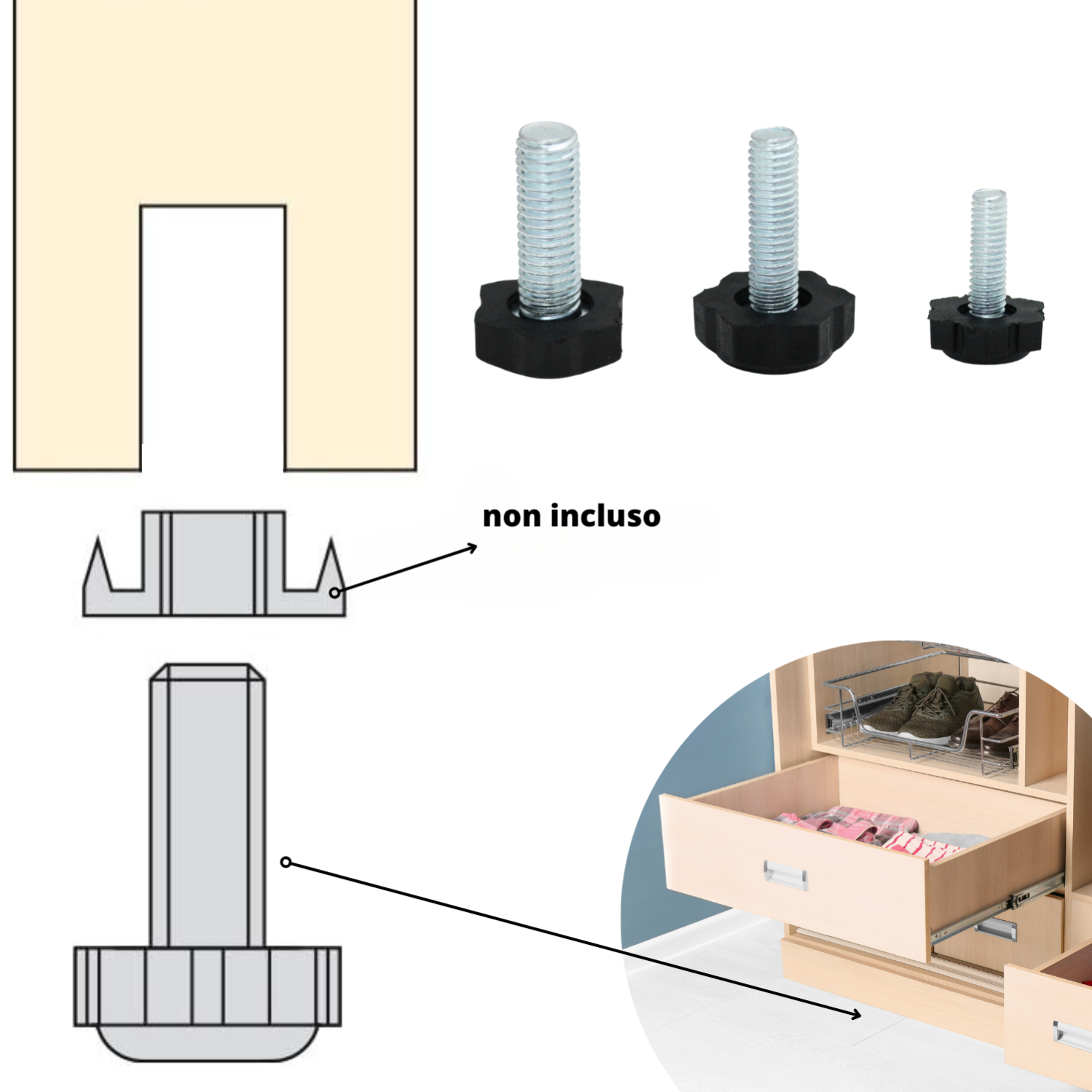 Arrêts De Matelas à Encastrer Evotrade - Paire - Pour Lits à Relevage - 32,5 Cm