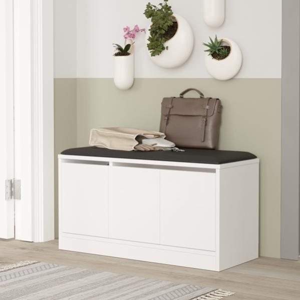 YMYNY Scarpiera e Ingresso con Seduta, 2 Livelli Panca Regolabile, Soggiorno, Corridoio, Camera da Letto, 42H*39L*28Wcm, Grigio Argento HBD028Y