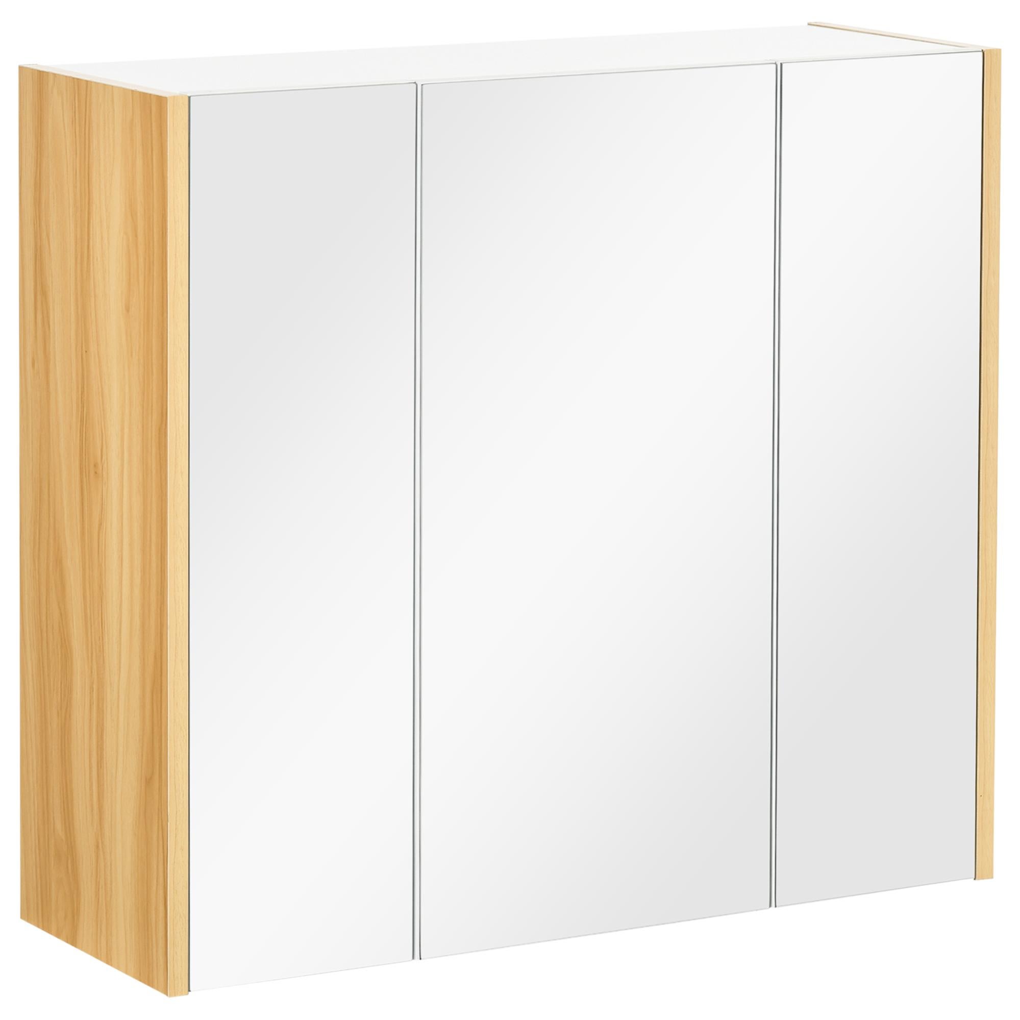 Armoire miroir salle de bain 3 portes 4 étagères réglables blanc