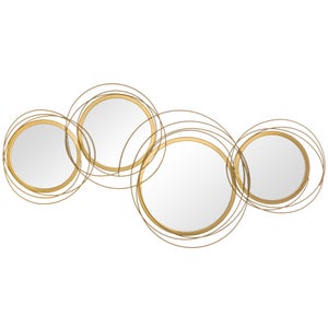 Lot de 3 miroirs rond cerclés métal noir de différentes tailles D29cm, Miroirs