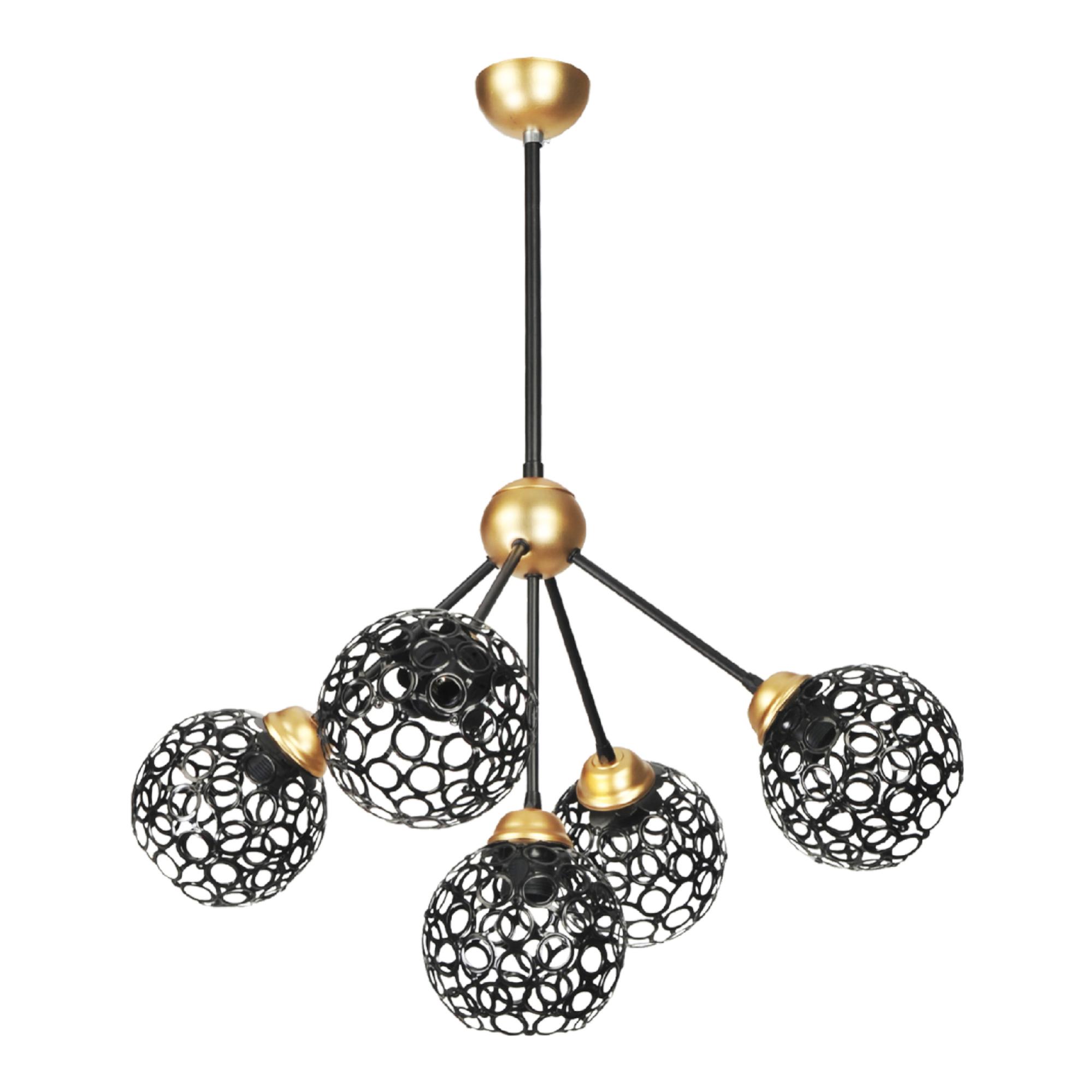 Suspension Rutherglen 75 x 63 x 63 cm 5 x E27 noir doré [lux.pro