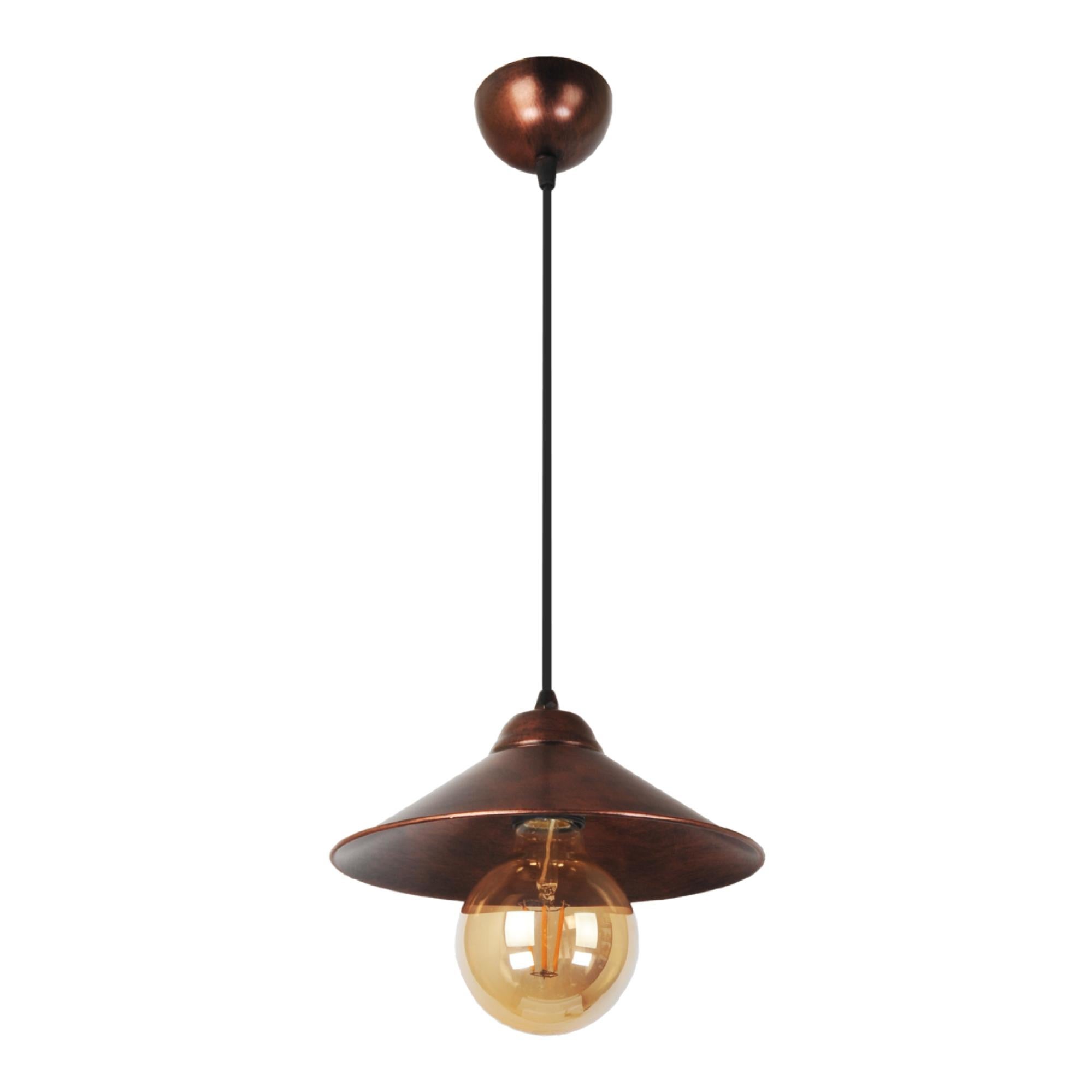 Piatto Color Rame Lampada a Sospensione 'Aberaeron' Lampada Pendente con Paralume a Cono ...