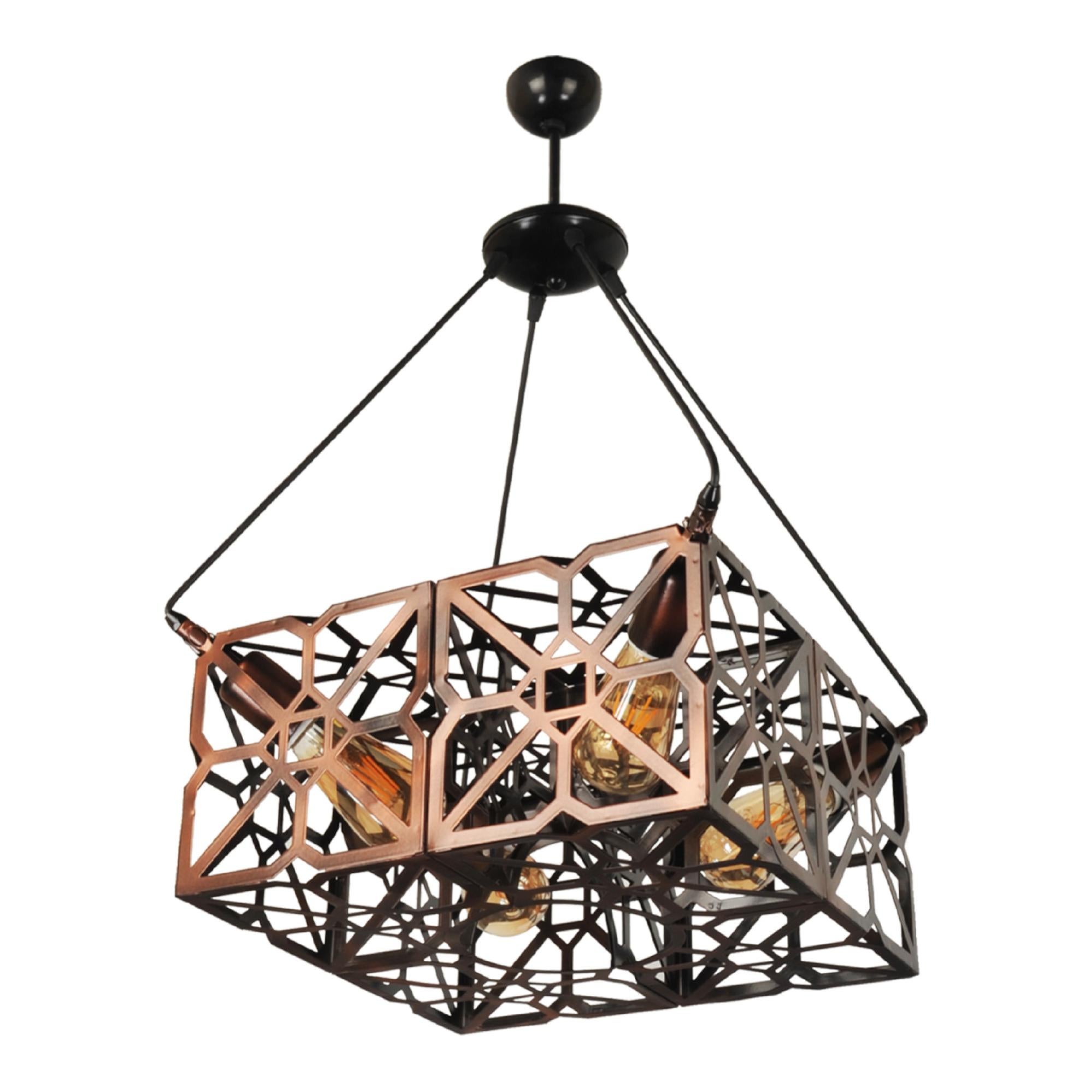 Suspension Mablethorpe 71 x 37 x 37 cm 4 x E27 cuivre [lux.pro] Leroy