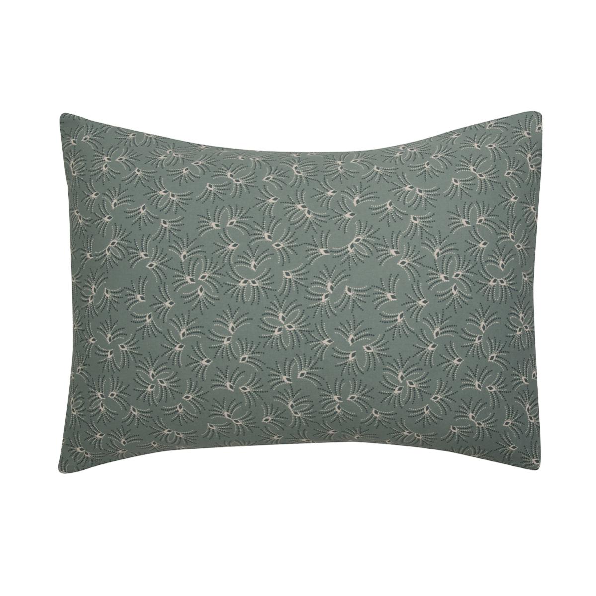 Taie D'oreiller Alix En Lyocell – 50x70 Cm, Imprimé Vibrant, Vert Sauge, Fabriqué En France, Doux Et Confortable