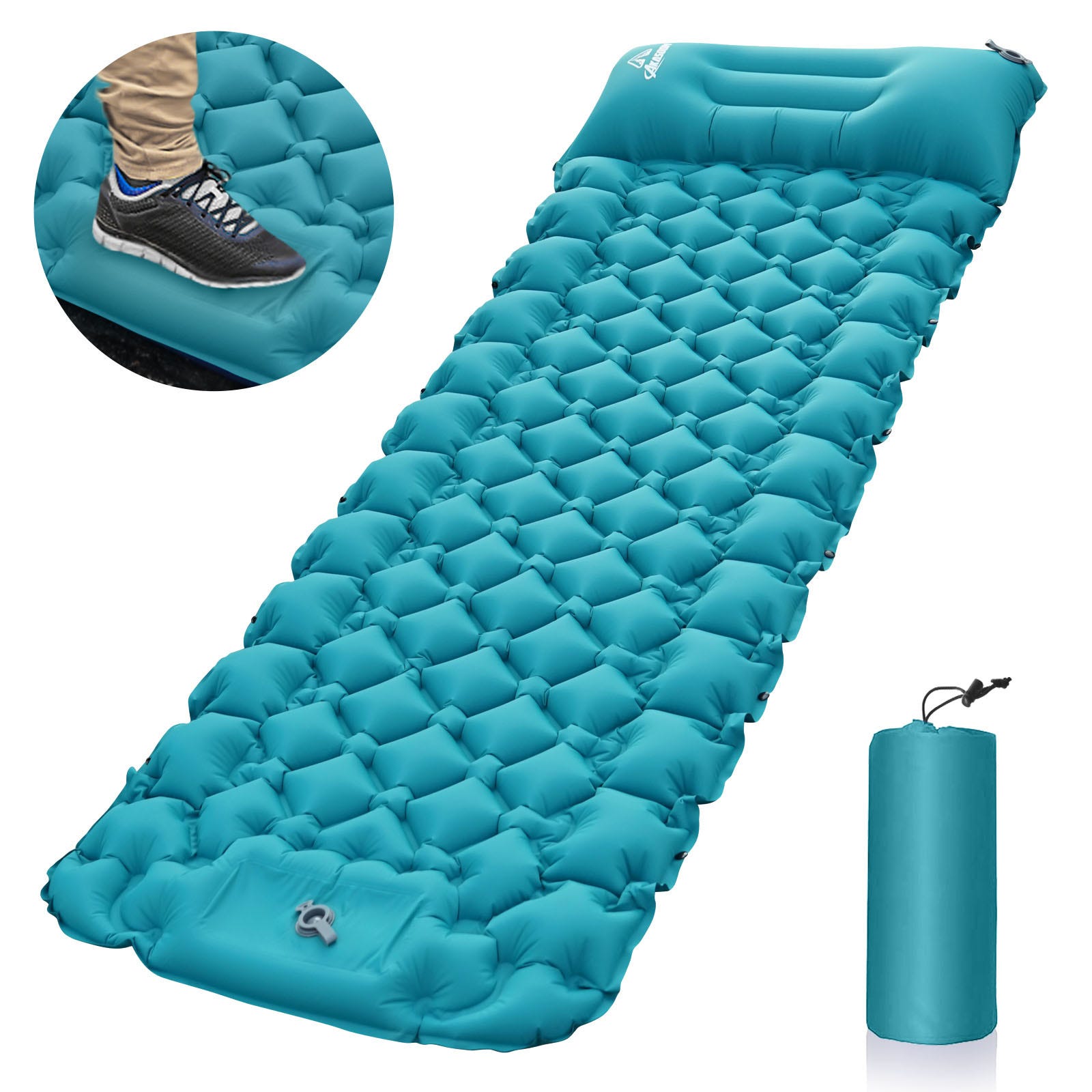 Matelas de couchage gonflable extra épais de 9,9 cm pour le camping avec  oreiller, matelas de camping ultraléger et compact pour la randonnée