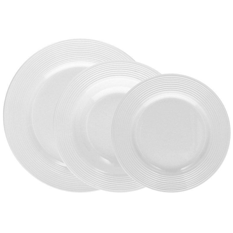 Servizio di piatti 18 pz Circles in porcellana bianco
