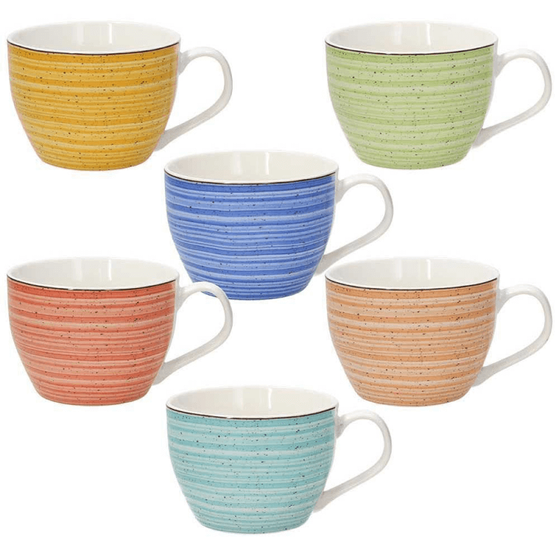 Set 6 tazze da colazione Stoneware Multicolor 450 cc - Linea