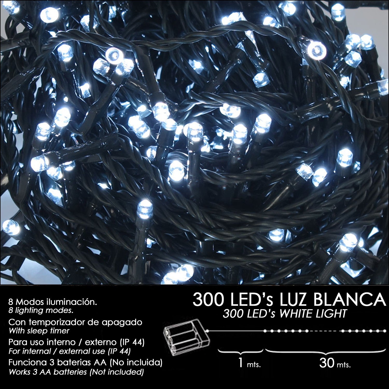 Guirlande Lumineuse LED Bleu, à Piles, 50 Micro Lumières LED pour