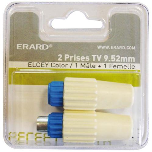 Adaptateur TV Mâle Roulé 9.52 Mm Noir - Pour Connexion Antenne TNT, Contacts Dorés, Gain De Place
