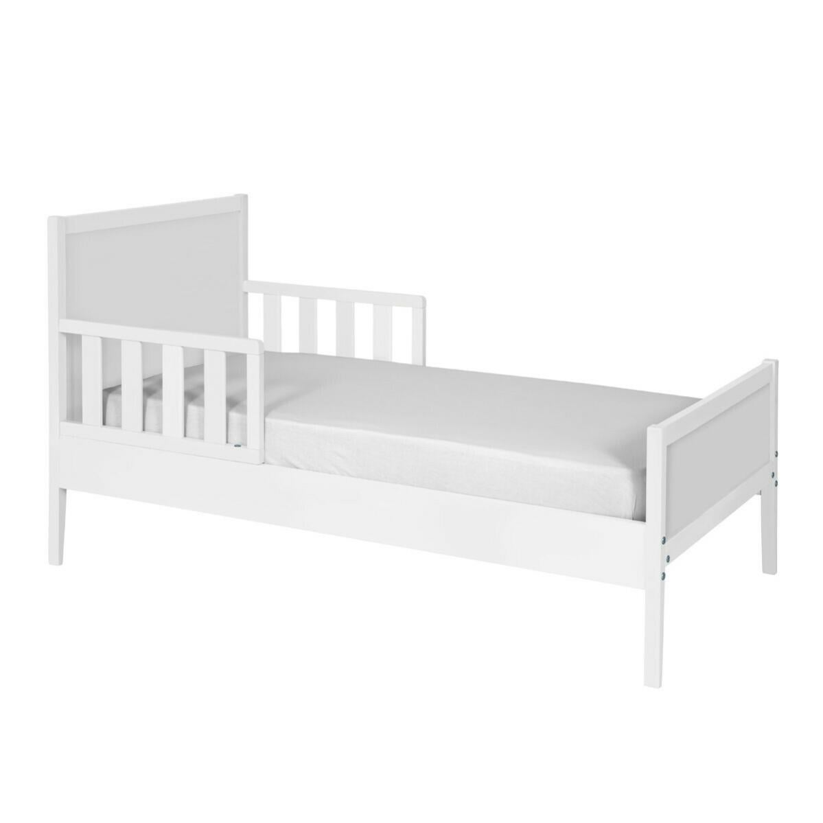 Lit Enfant Complet Avec Barrière Et Tiroir - Matelas Inclus - 3 Tailles Au Choix (Blanc) - 180x80cm, 80x160cm Ou 70x140cm