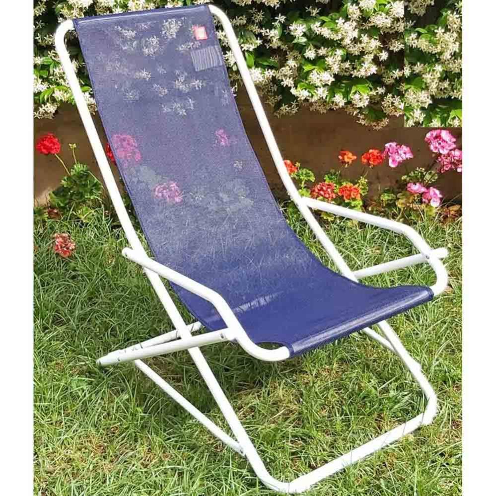 Struzzo Sedia A Sdraio Pieghevole In Ecopelle Blu – Per Donna, Con Cuscini Inclusi – Per Giardino, Spiaggia E Relax