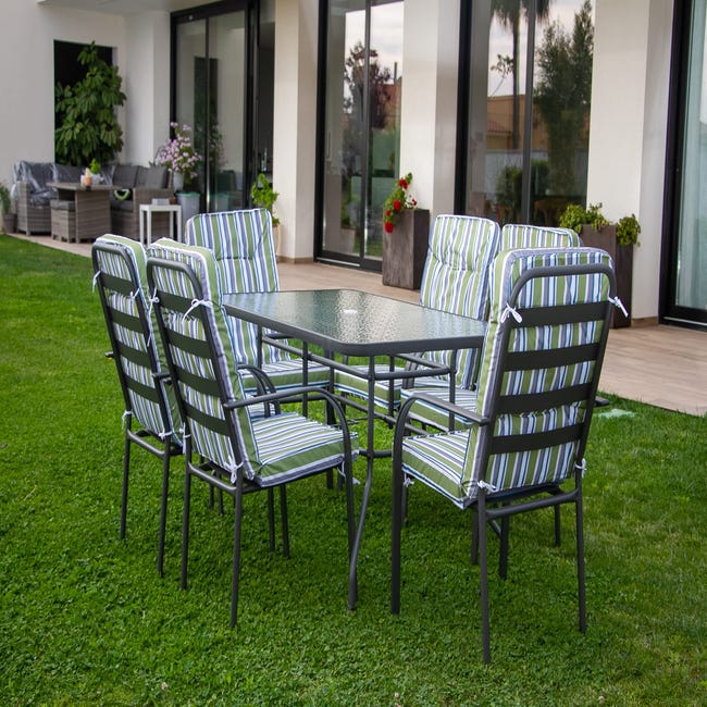 Conjunto de mesa y 6 sillas para jardín o terraza. Mesa Faro exterior