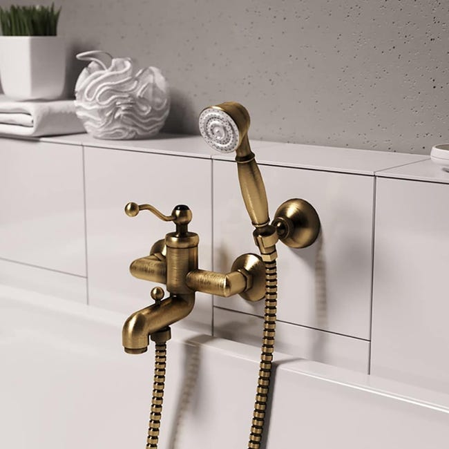 Grifo de bañera – ducha PAINI Duomo con accesorios, bronce