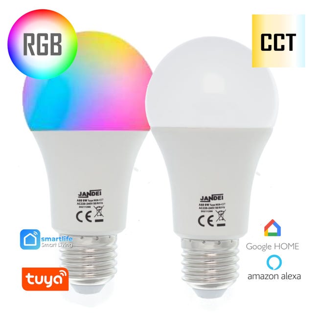 Lampadina LED intelligente A60 E27, 9W, controllo WIFI, dimmerabile RGB +  CCT
