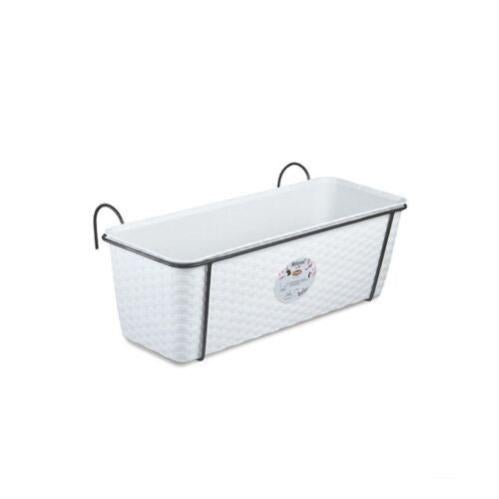 Fioriera Da Balcone Effetto Doghe, 58 Cm, Antracite, In Plastica Resistente Con Foro Di Scarico - 2