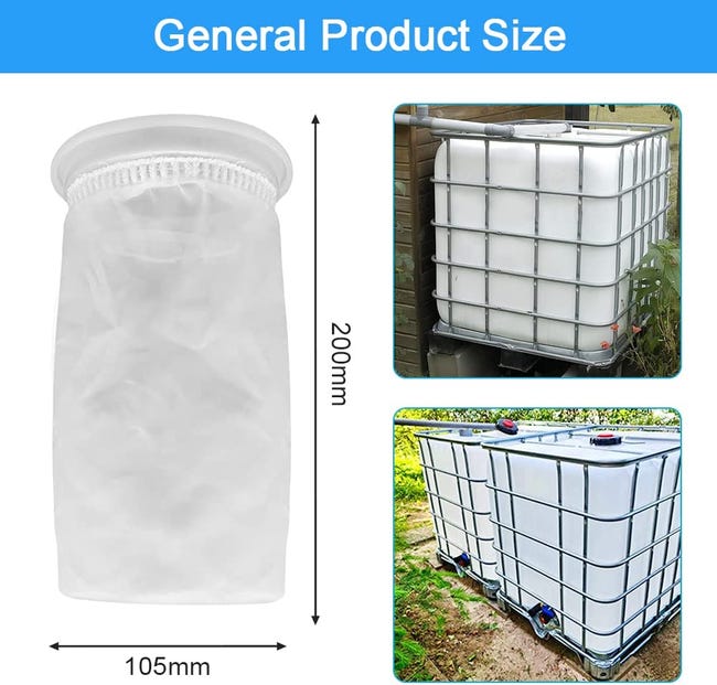 2 filtres en nylon pour réservoir d'eau de pluie IBC, filtre lavable pour  couvercle de réservoir IBC en nylon (10.5*20cm)
