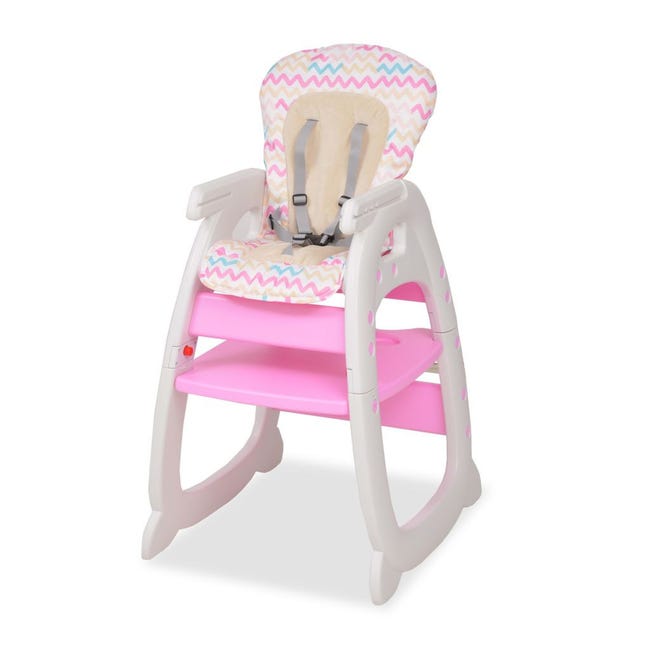 Chaise haute bébé 3 en 1 avec dossier réglable et plateaux amovibles Rose
