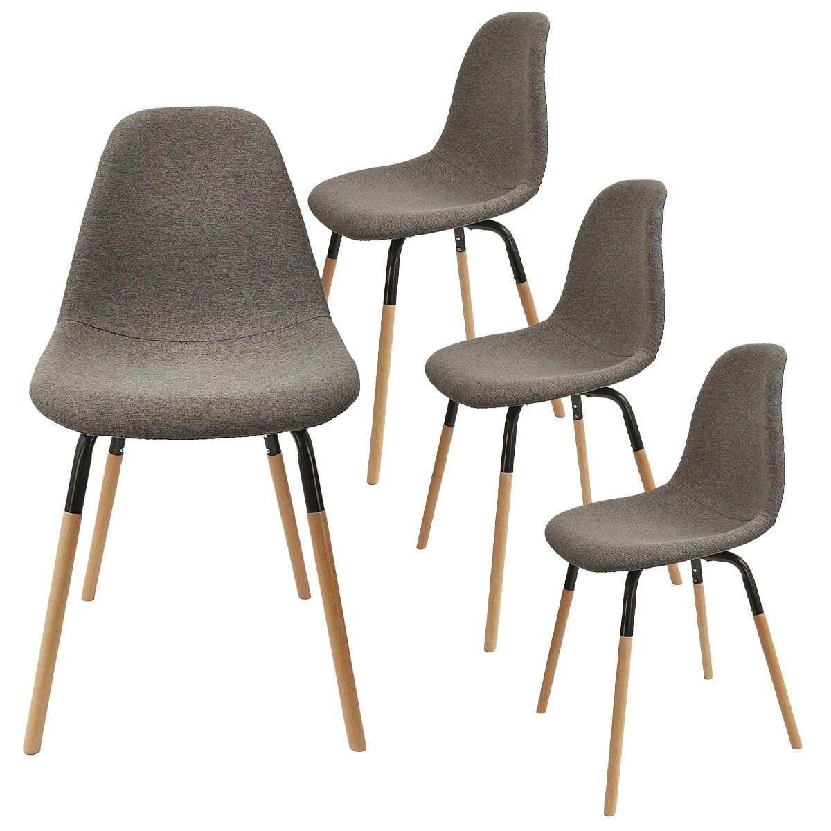 Fluk Lot De Chaises Tissu Gris Chin Fonc Et Bois Leroy Merlin