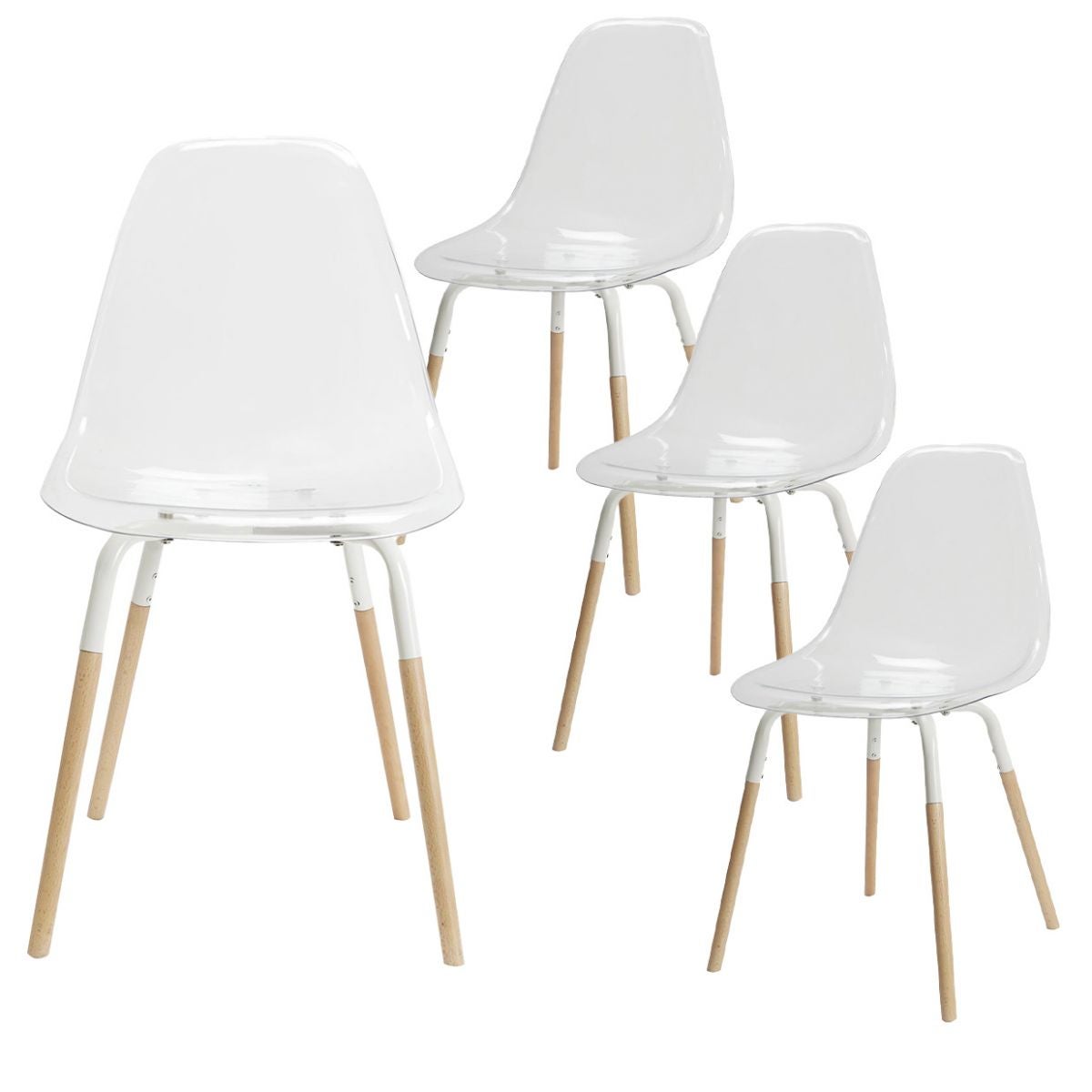 FLUK - Lot de 4 Chaises Transparentes Piétement Bois | Leroy Merlin
