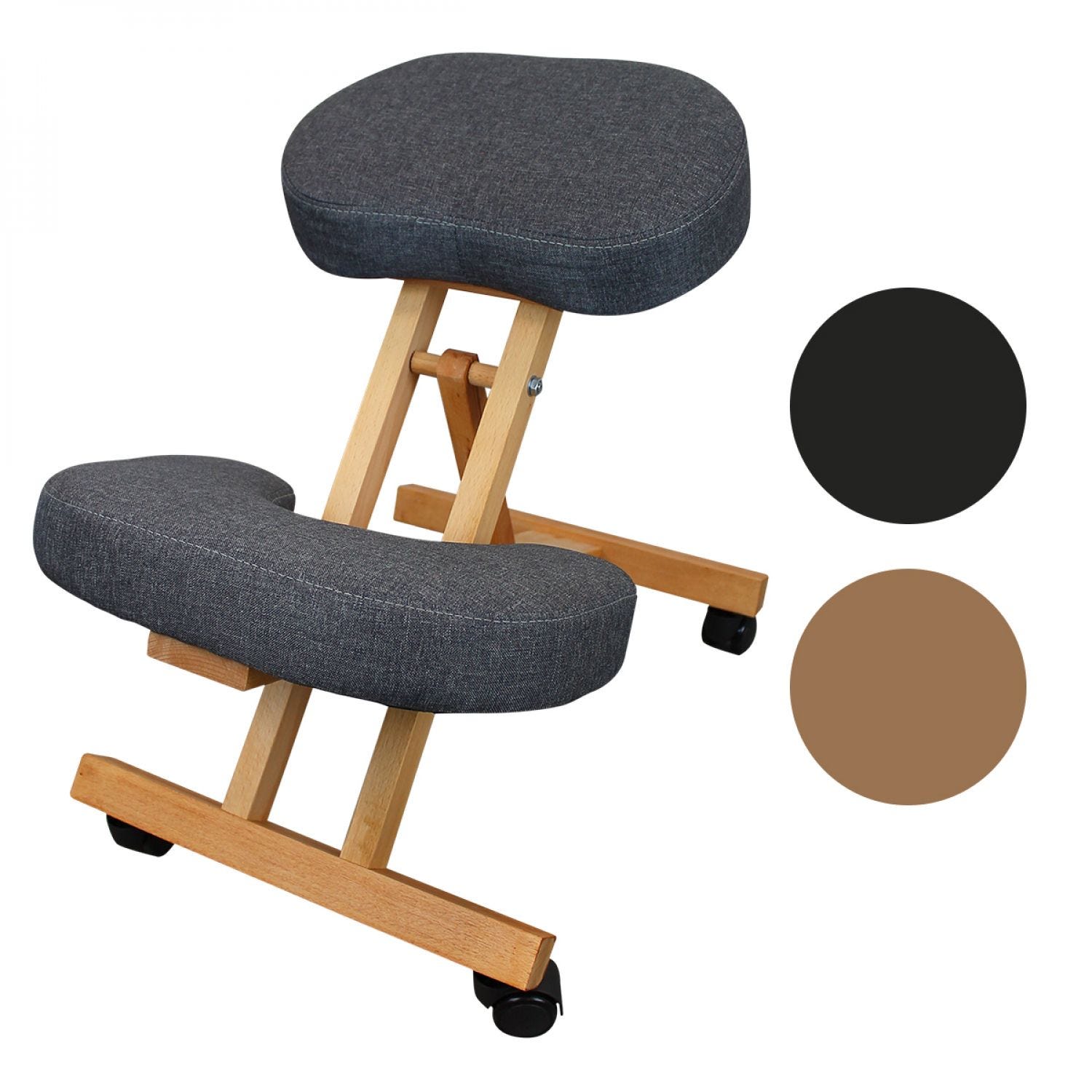 Tabouret, chaise ergonomique, siège assis genoux en bois pliable et  réglable - Gris